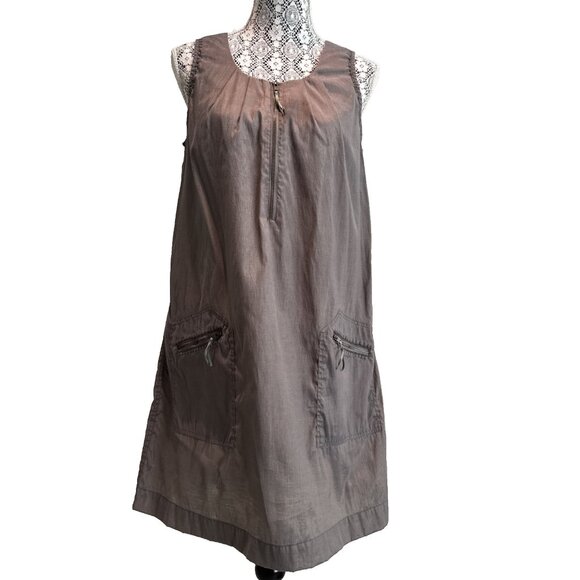 Part Two Dresses & Skirts - Truly By Part‎ Two Dress size12 Gray/Gold shiny Cotton peasant  Mini Pocket Zip